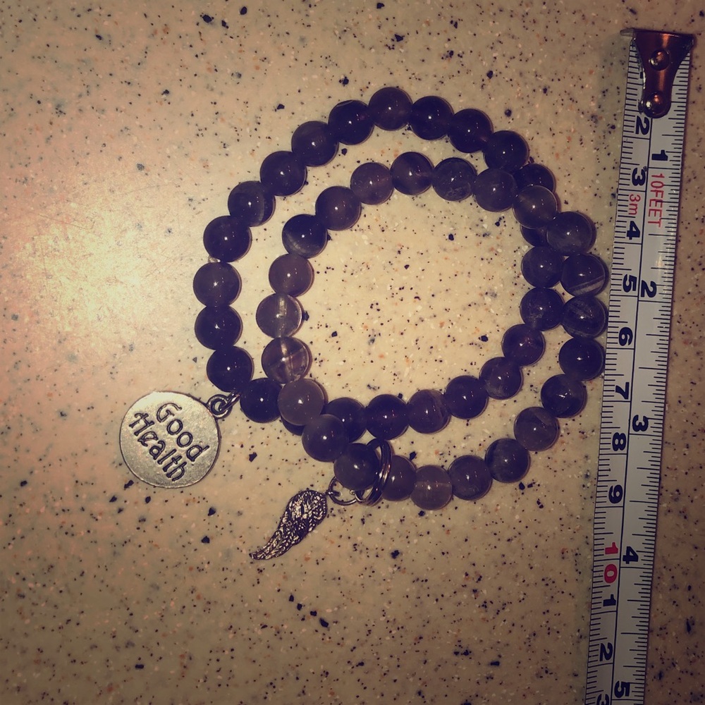 Pair on amethyst elastic bracelets